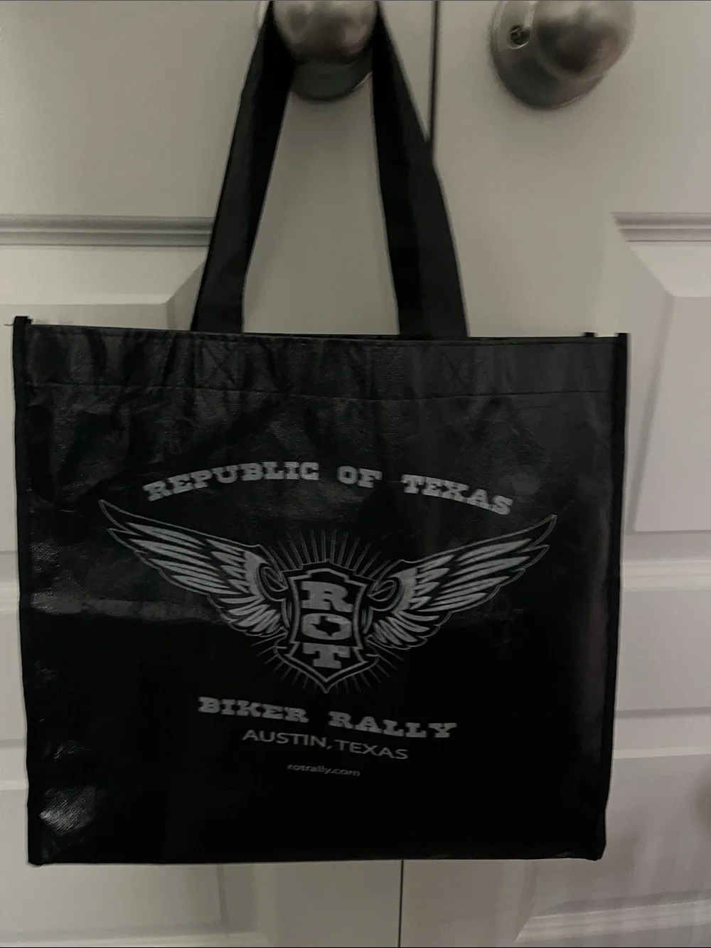 Republic of Texas Black Tote Bag - Biker Rally Graphic